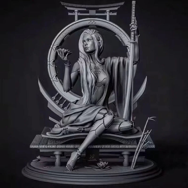 75mm Female Android, Resin Model Bust Kit, Sci-Fi Theme, Unassembled and Unpainted
