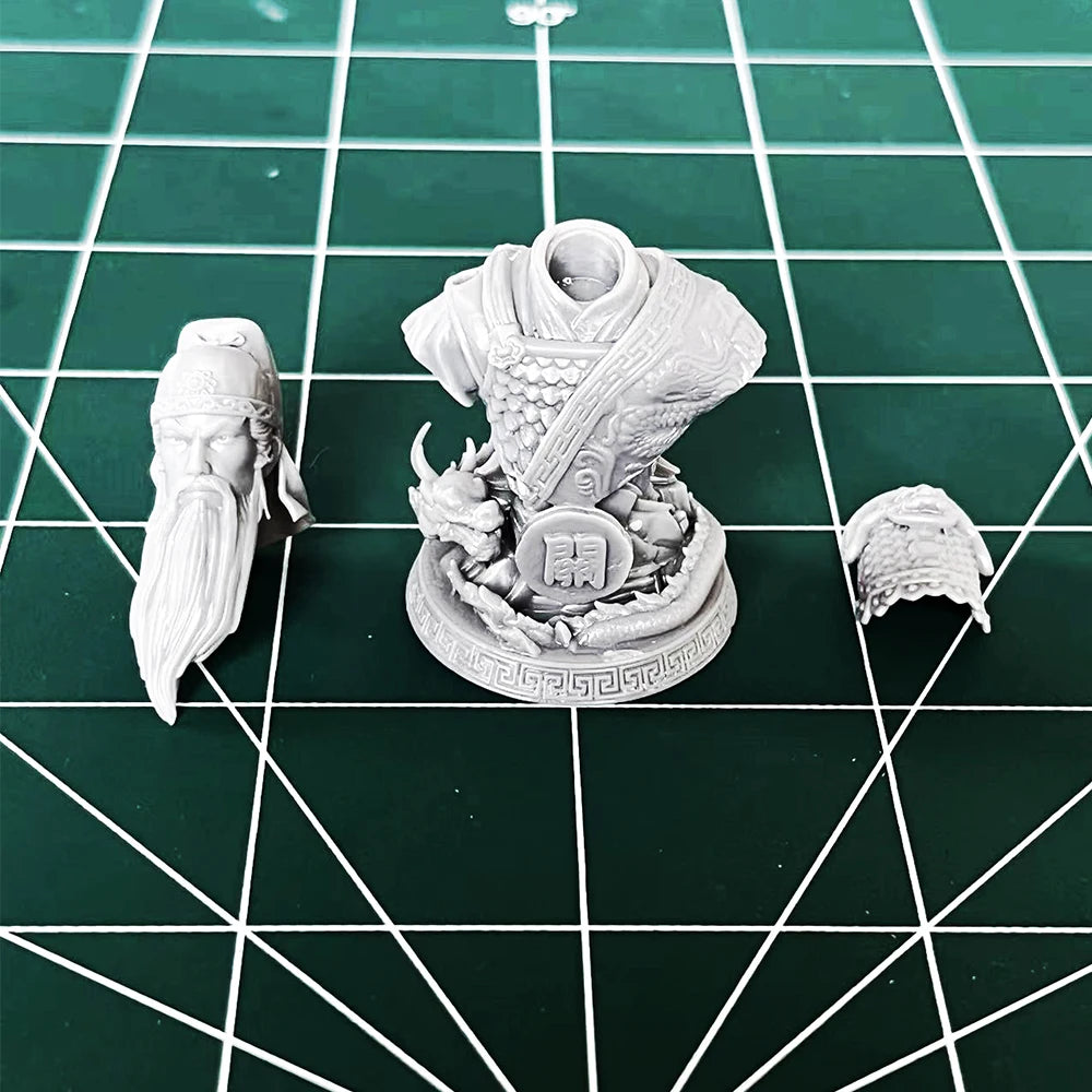 60mm Medieval Chinese General Yu Guan, Resin Model Bust Kit, Unassembled and Unpainted