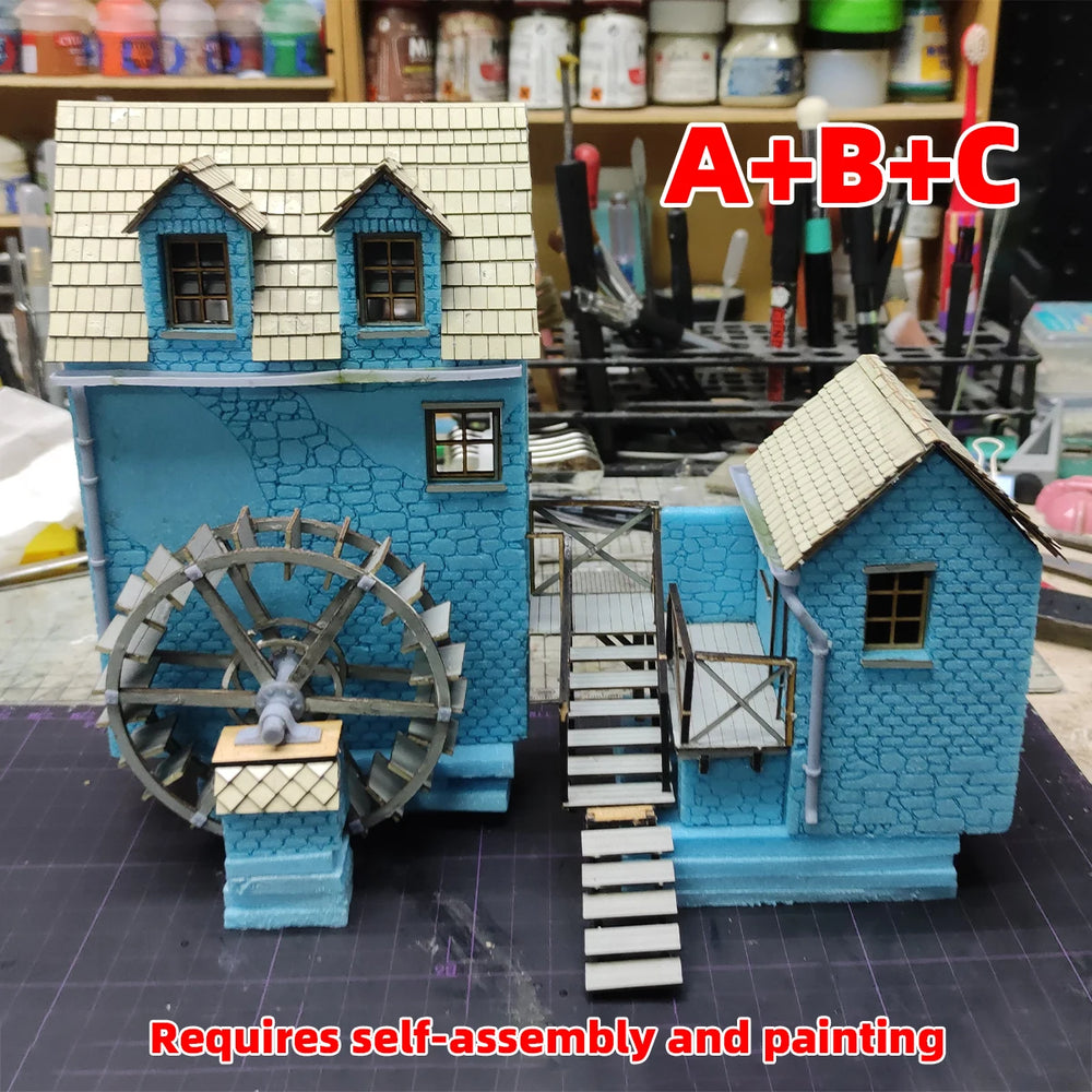 1/35 European Rural Watermill Vernacular, Resin Model Diorama Kit, Historical Theme, Unassembled and Unpainted