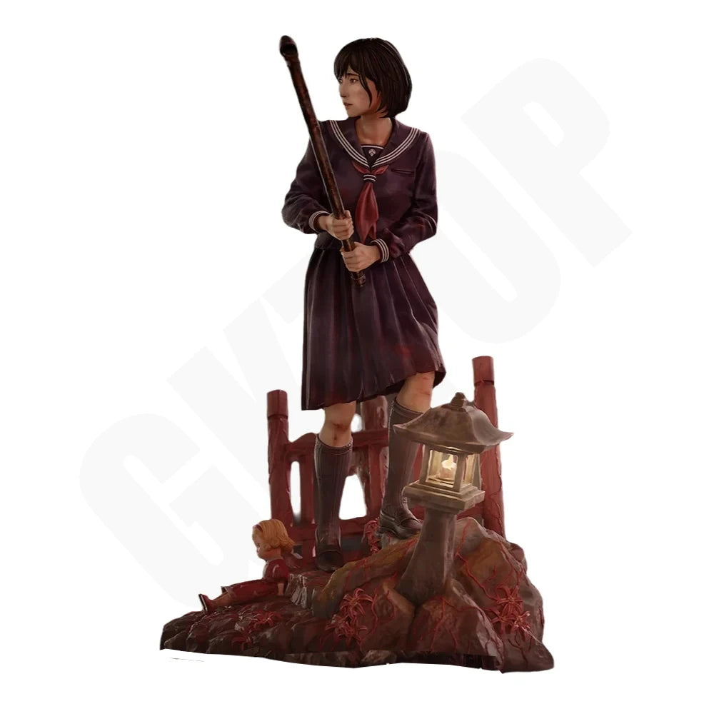 1/24 Warrior Girl with Pagoda Base, Resin Model Figure Kit, Fantasy Theme, Unassembled and Unpainted