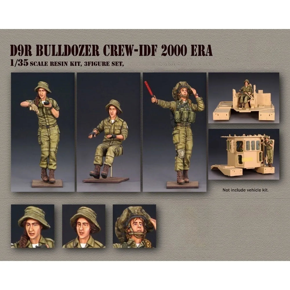 1/35 Modern IDF D9 Bulldozer Crew, 3 Figures, Resin Model Figure Kit, Unassembled and Unpainted
