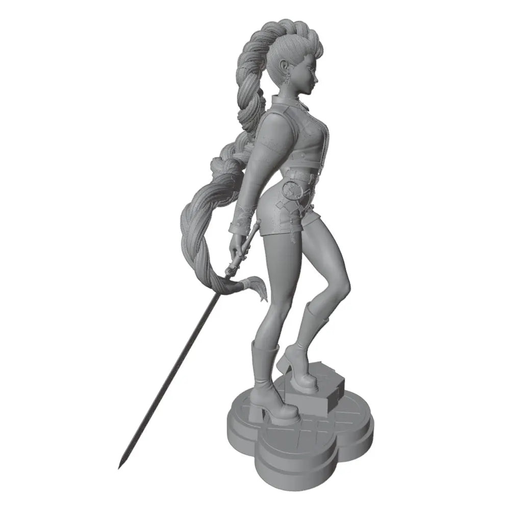 1/24 Purple-Haired Warrior with Curved Sword and Tail, Resin Model Figure Kit, Anime Theme, Unassembled and Unpainted