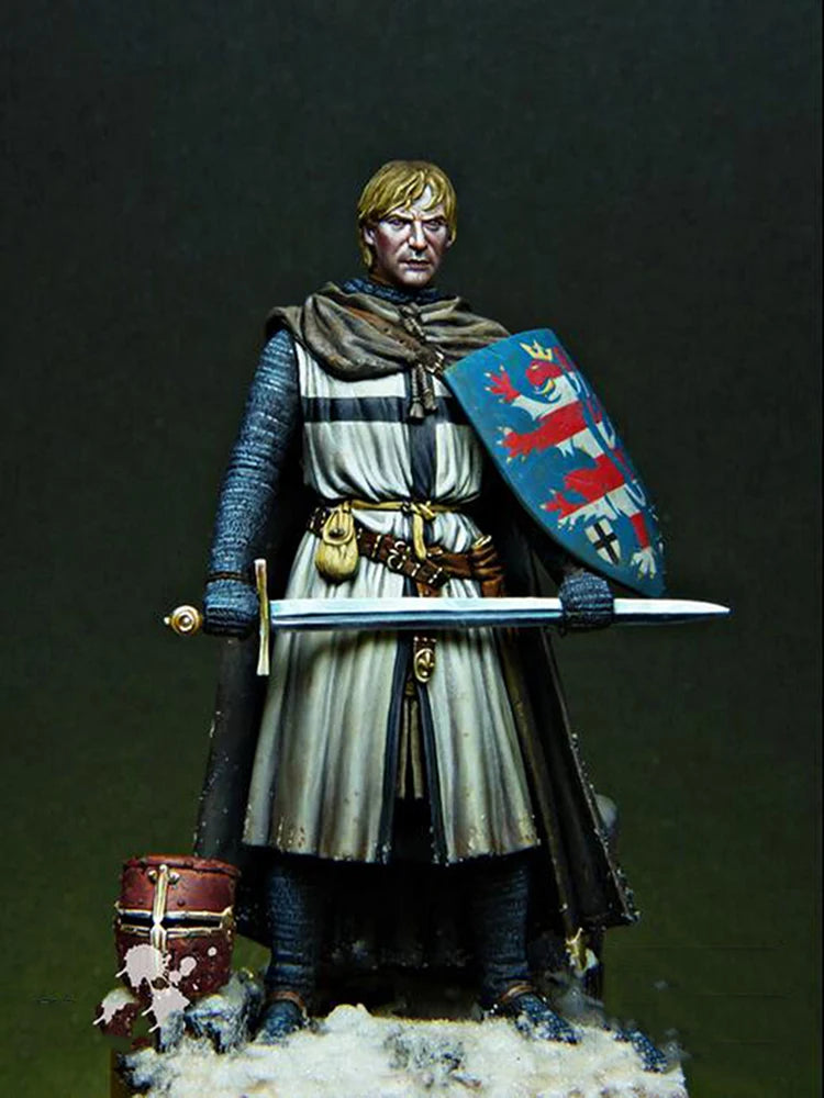 1/24 Medieval Teutonic Knight with Heraldic Surcoat, Resin Model Figure Kit, Unassembled and Unpainted