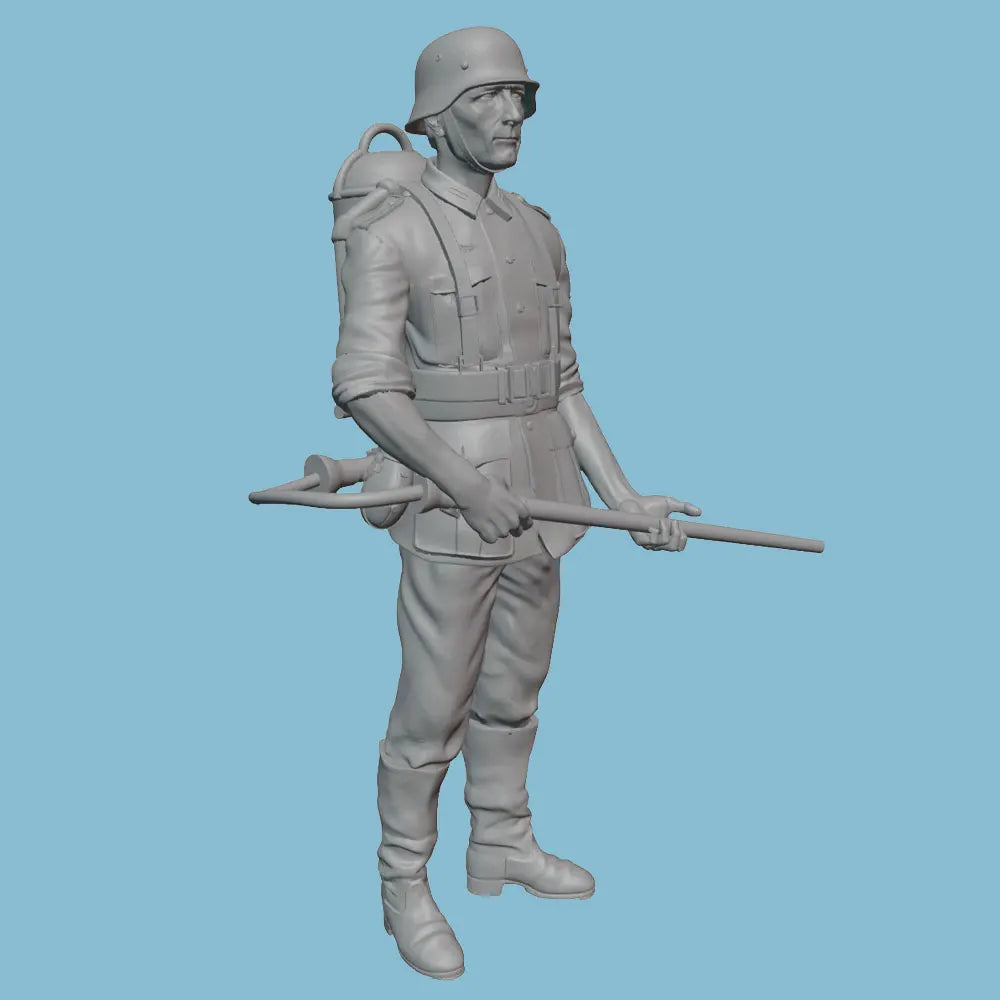 1/24 WWII British Infantryman with Gas Mask Canister, Resin Model Figure Kit, Unassembled and Unpainted