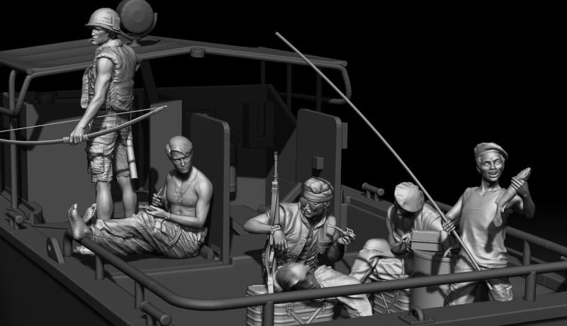 1/35 Naval Crew & Crocodiles, 10 Figures, Resin Model Figure Kit, Military Theme, Unassembled and Unpainted