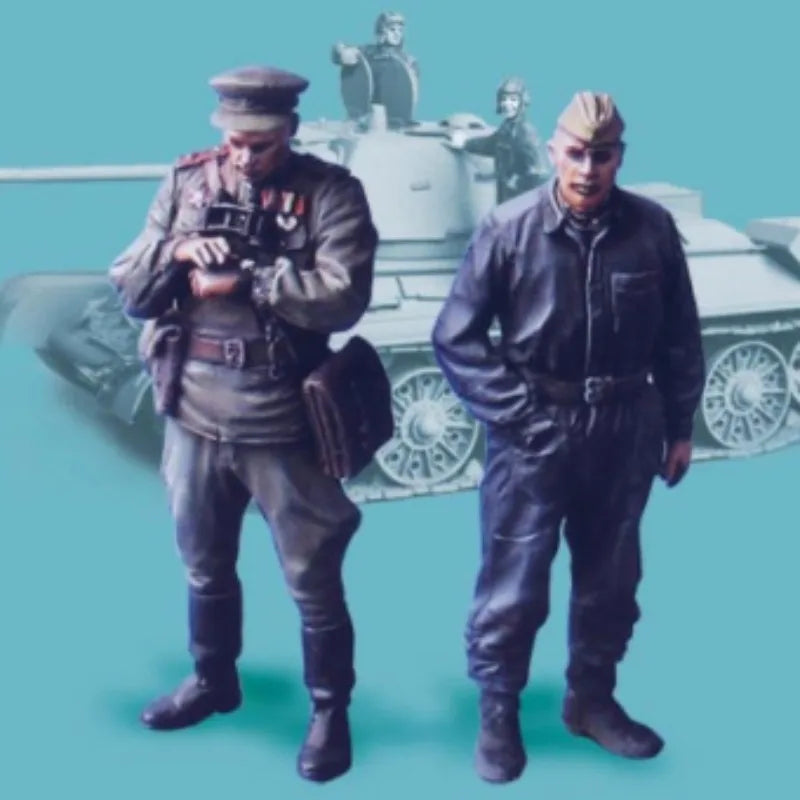 1/35 WWII German Panzer Crew Squad, 2 Figures, Resin Model Figure Kit, Unassembled and Unpainted