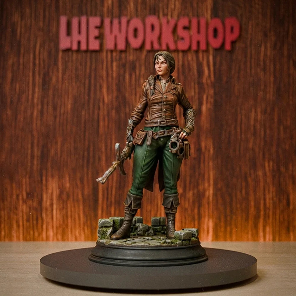 75mm Female Adventurer with Dual Blades, Resin Model Figure Kit, Fantasy Theme, Unassembled and Unpainted