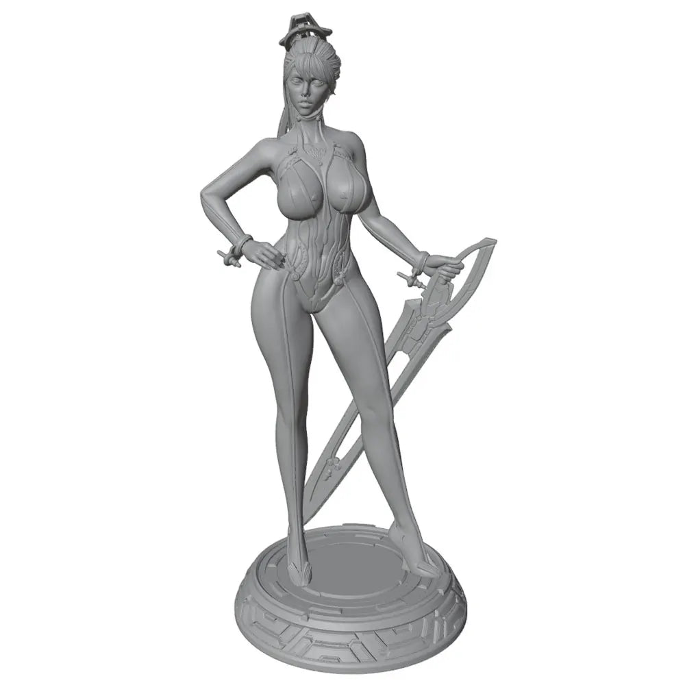 1/24 Ribbon-Haired Warrior with Battle Axe, Resin Model Figure Kit, Fantasy Theme, Unassembled and Unpainted