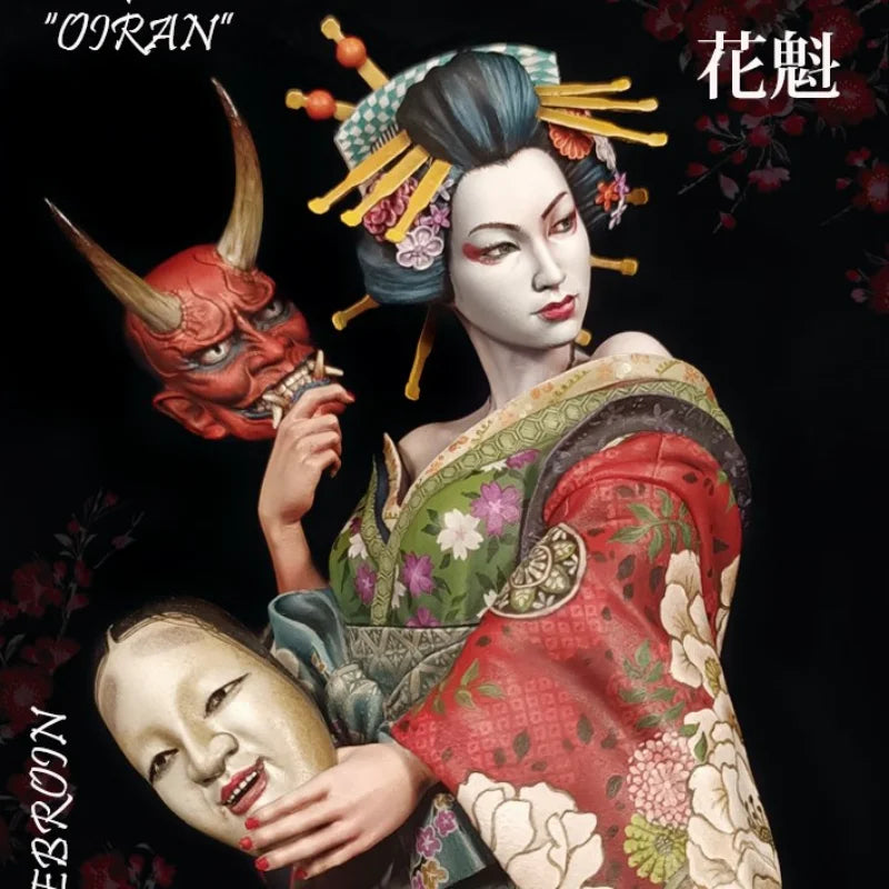 1/10 Japanese Fantasy Geisha, Resin Model Bust Kit, Anime Theme, Unassembled and Unpainted