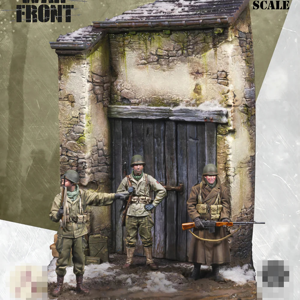 1/35 WWII German & Allied Soldiers Scene, 4 Figures, Resin Model Figure Kit, Unassembled and Unpainted