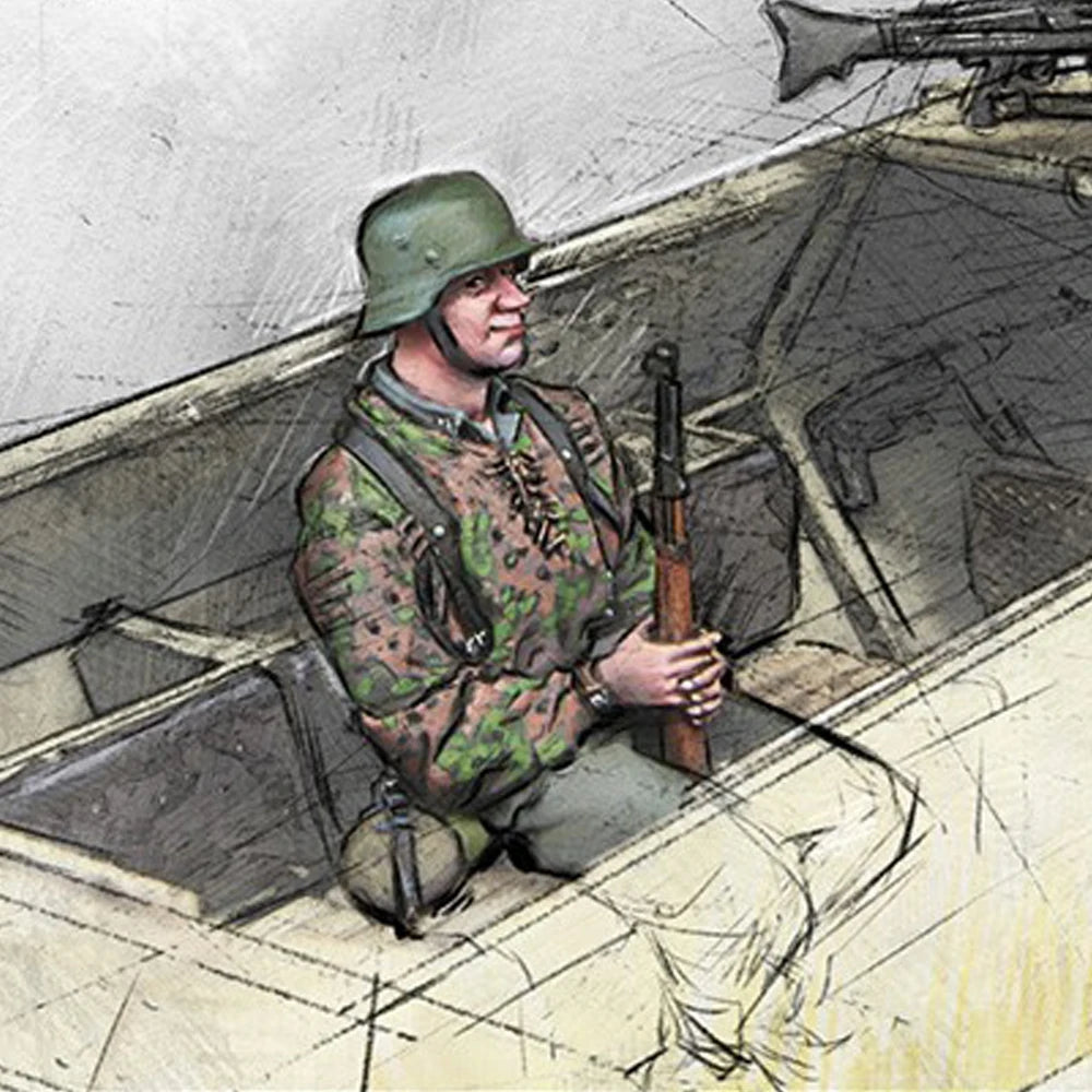 1/35 WWII German Panzergrenadier 1943-44, Resin Model Figure Kit, Unassembled and Unpainted