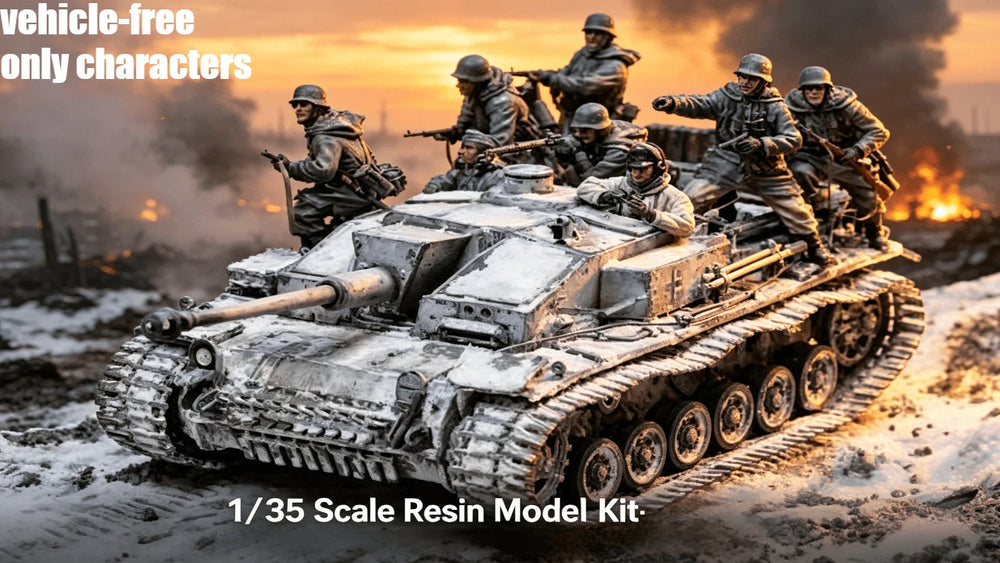 1/35 WWII Winter Assault Team, 4 Figures, Resin Model Figure Kit, Unassembled and Unpainted