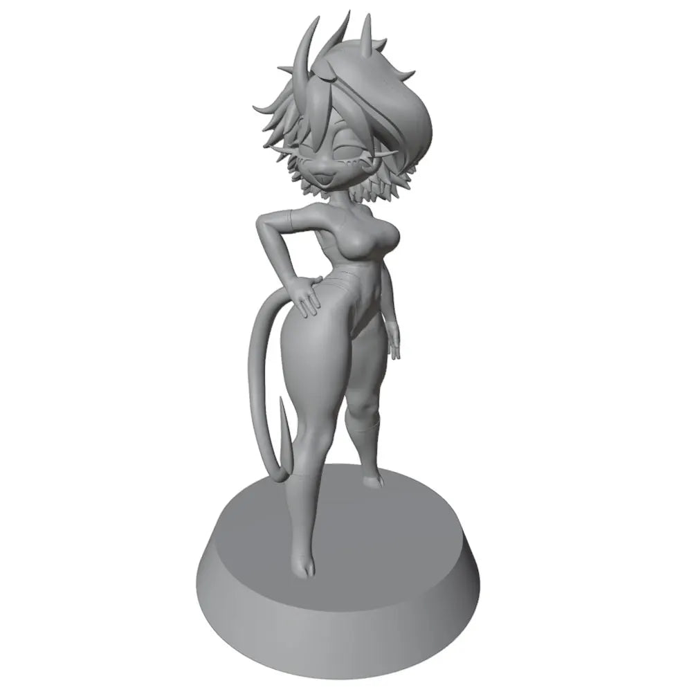 1/24 Spiky-Haired Anime Girl with Tail, Resin Model Figure Kit, Anime Theme, Unassembled and Unpainted