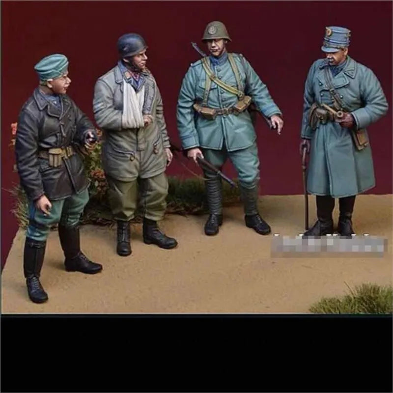 1/35 WWI Infantry Multi-Nation Squad, 4 Figures, Resin Model Figure Kit, Unassembled and Unpainted