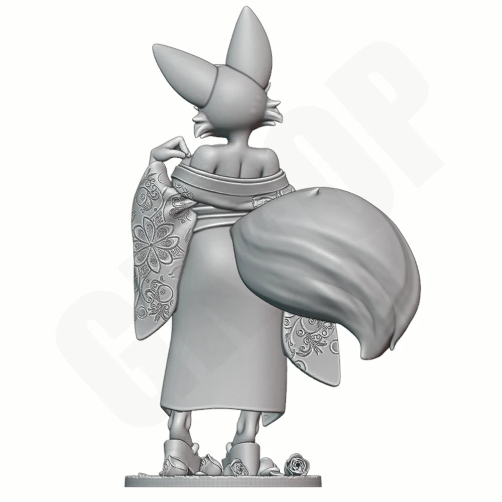 1/24 Japanese Beast-Ear Girl, Resin Model Figure Kit, Anime Theme, Unassembled and Unpainted