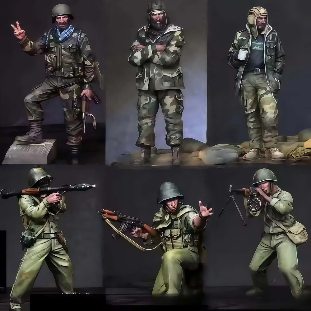 1/35 WWII German Infantry Squad in Assault, 6 Figures, Resin Model Figure Kit, Unassembled and Unpainted