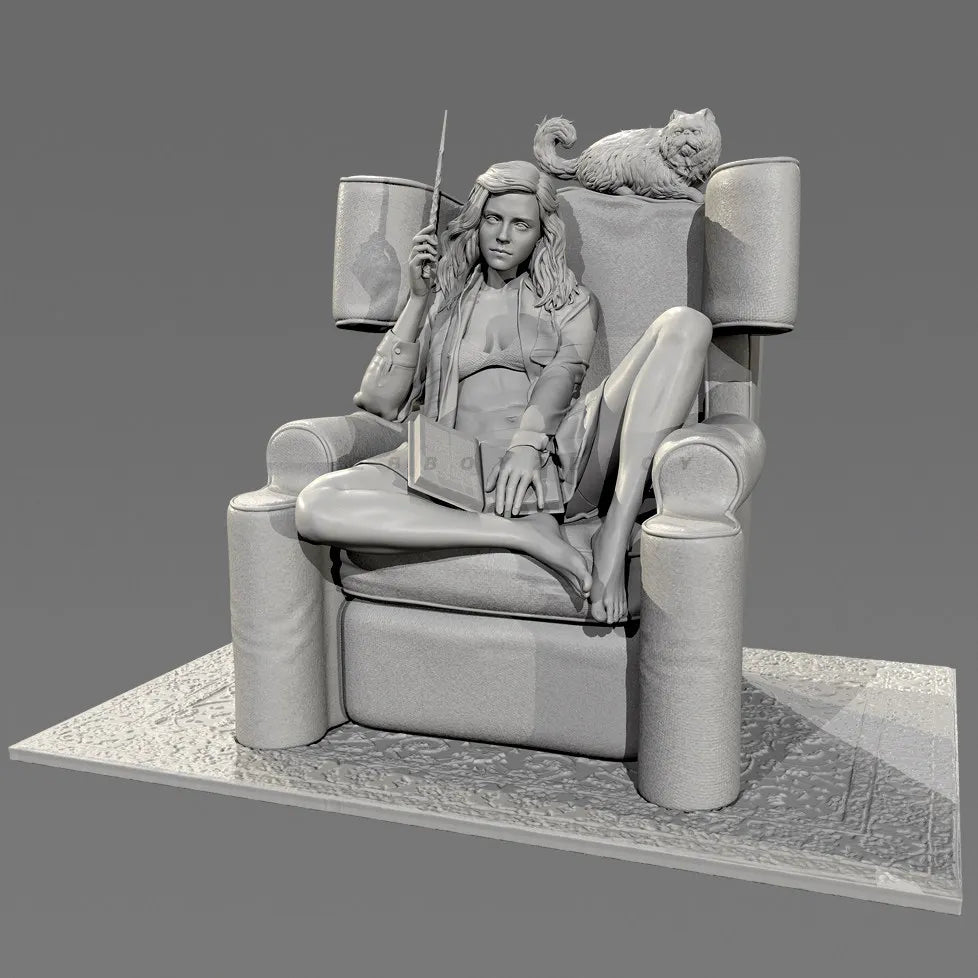 85mm Female Fantasy Sorceress with Familiar, 2 Figures, Resin Model Figure Kit, Fantasy Theme, Unassembled and Unpainted