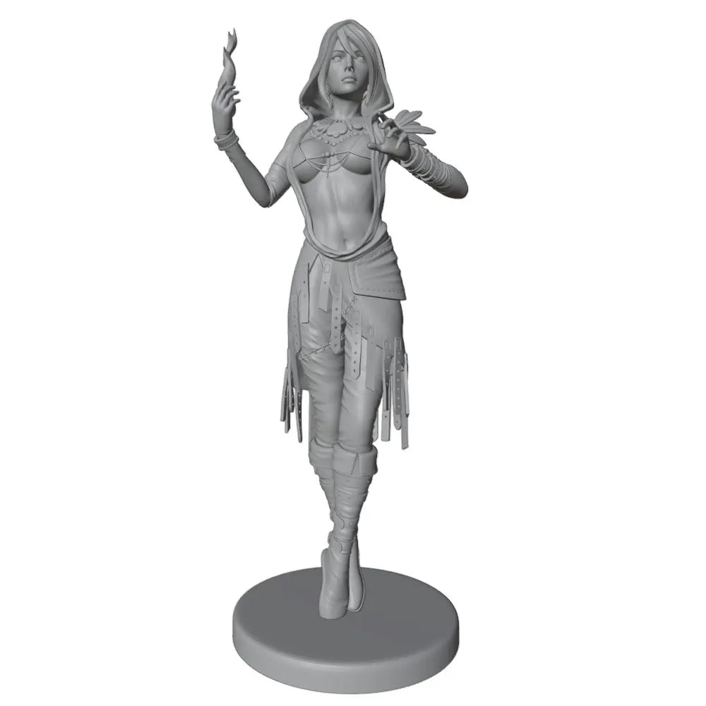 75mm Female Spellcaster, Resin Model Figure Kit, Fantasy Theme, Unassembled and Unpainted