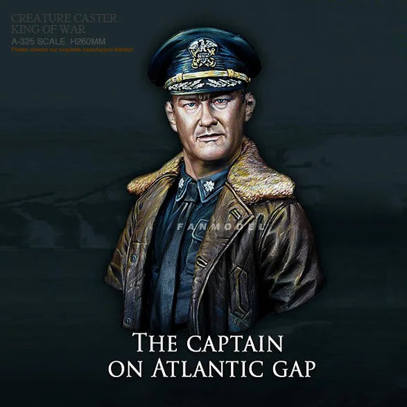 1/10 WWII German General in Leather Greatcoat, Resin Model Bust Kit, Unassembled and Unpainted