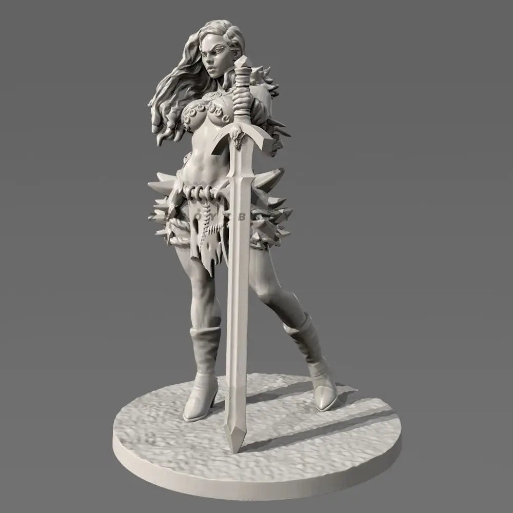 70mm Female Barbarian, Resin Model Figure Kit, Fantasy Theme, Unassembled and Unpainted