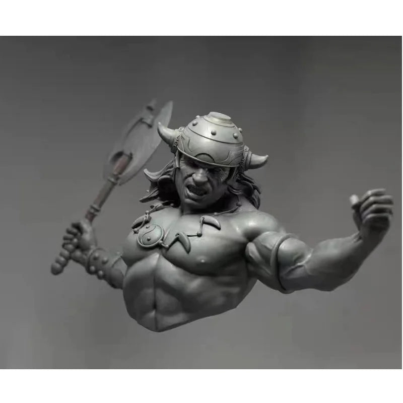 1/12 Horned Barbarian Warrior with Axe, Resin Model Bust Kit, Fantasy Theme, Unassembled and Unpainted