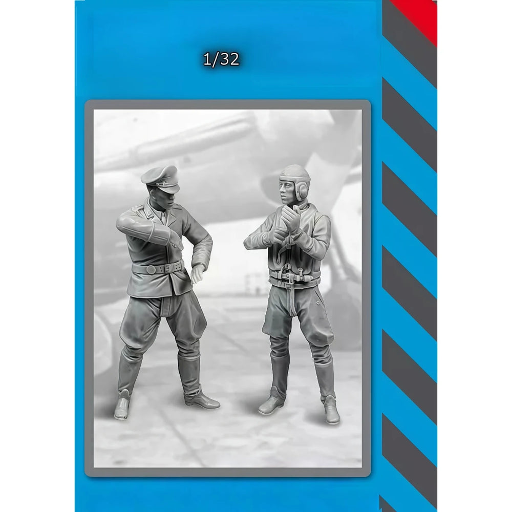 1/32 WWII Fighter Pilots, 2 Figures, Resin Model Figure Kit, Unassembled and Unpainted