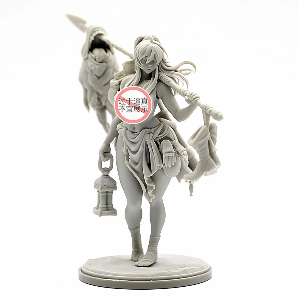 75mm Female Fantasy Warrior with Axe, Resin Model Figure Kit, Fantasy Theme, Unassembled and Unpainted