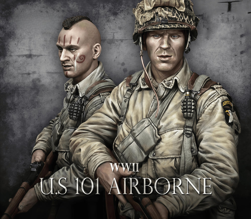 1/35 WWII US 101st Airborne Combat Pair, Resin Model Figure Kit, Unassembled and Unpainted