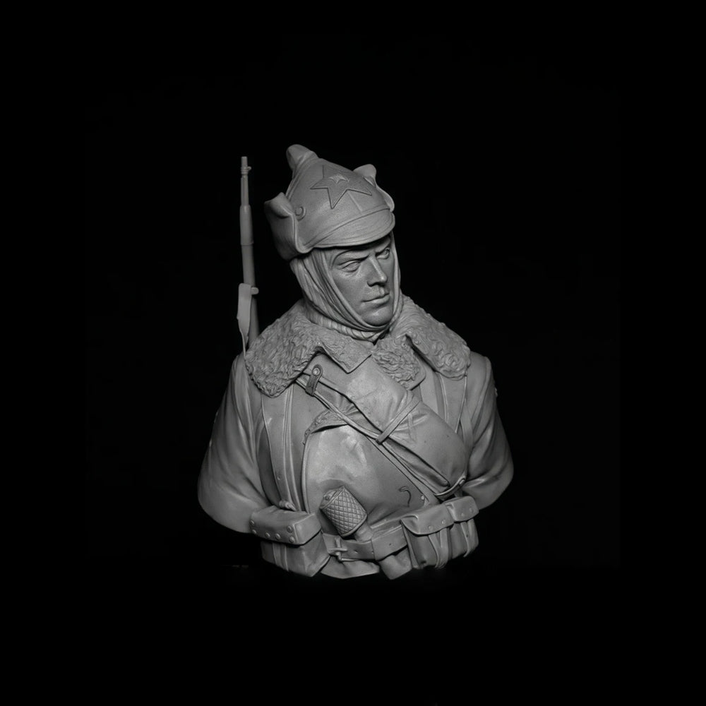 1/10 WWII Winter War Soviet Rifleman, 4 Figures, Resin Model Bust Kit, Unassembled and Unpainted
