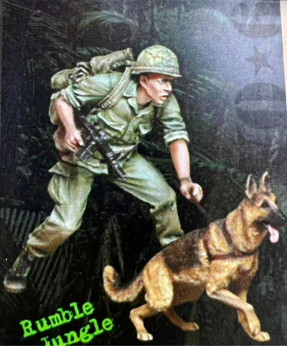 1/35 WWII US K-9 Scout Team, 5 Figures, Resin Model Figure Kit, Unassembled and Unpainted