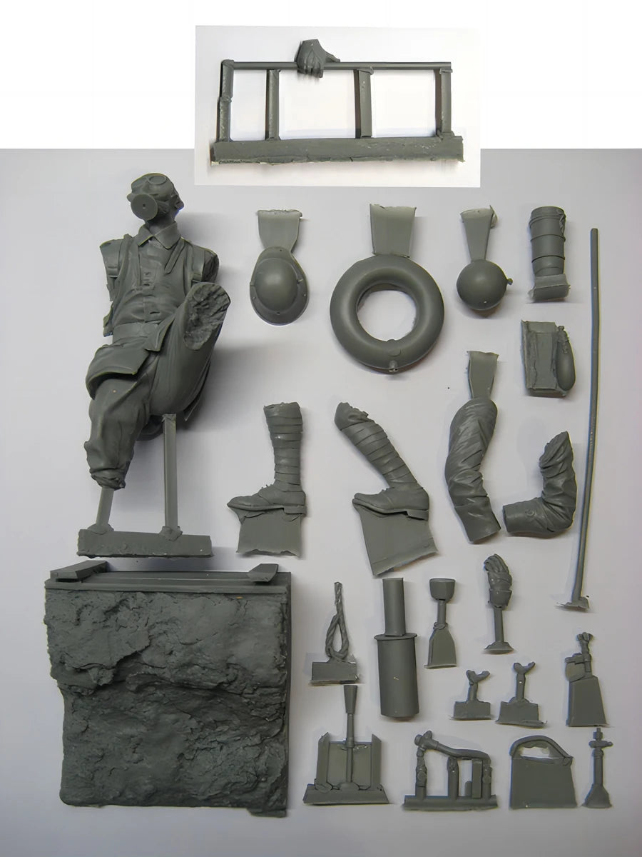 WWI Soldier on Rocky Terrain — 1/16 Resin Diorama