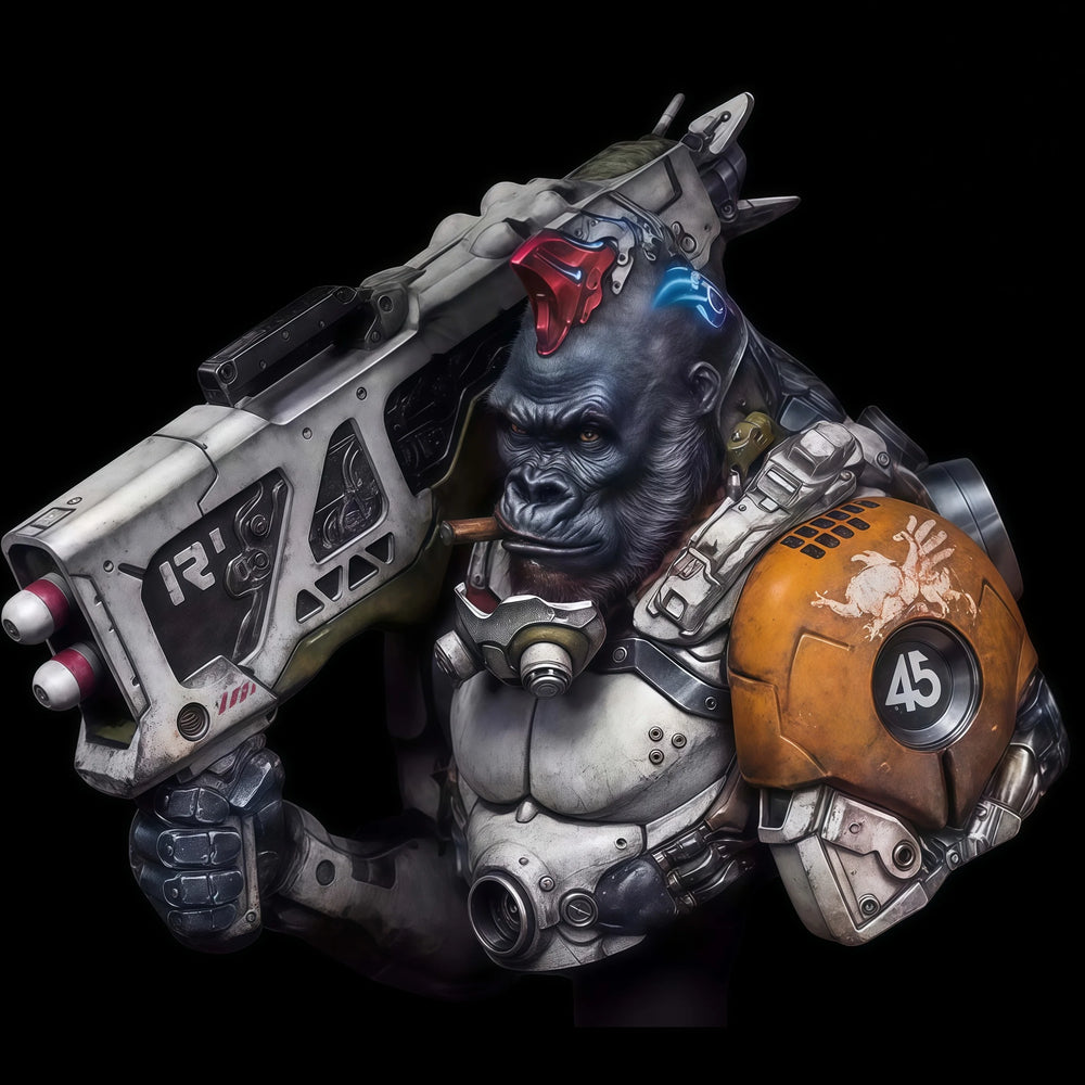 1/10 Gorilla Warrior, Resin Model Bust Kit, Sci-Fi Theme, Unassembled and Unpainted