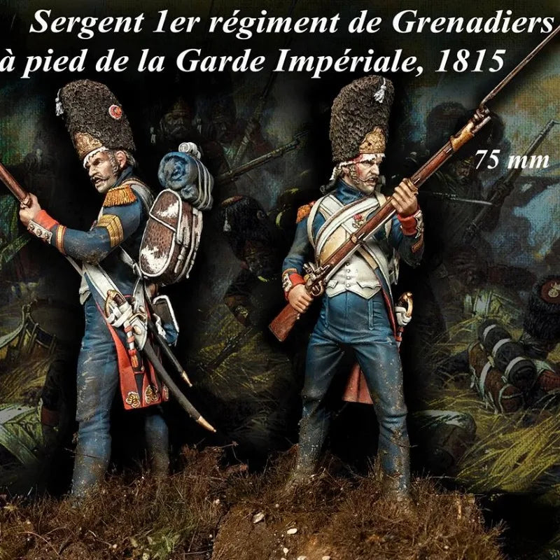 1/24 Napoleonic French Imperial Guard Officer in Dress Uniform, Resin Model Figure Kit, Unassembled and Unpainted