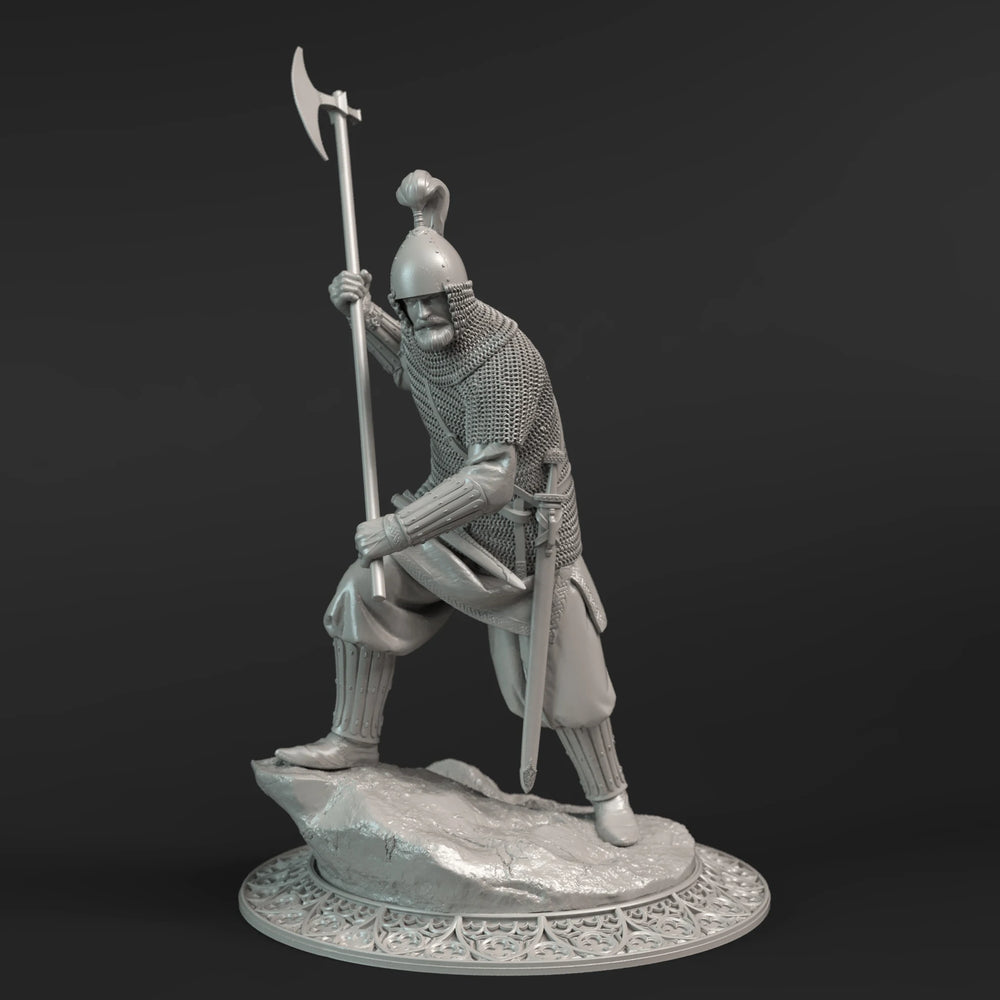 1/24 Medieval Knight with Halberd, Resin Model Figure Kit, Unassembled and Unpainted