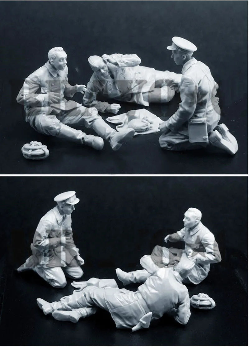 1/35 WWII Soldiers Rest Scene, 3 Figures, Resin Model Figure Kit, Unassembled and Unpainted