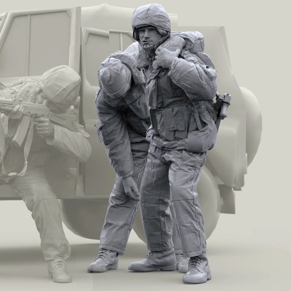1/35 Modern Airborne Rescue Operation, 3 Figures, Resin Model Figure Kit, Unassembled and Unpainted