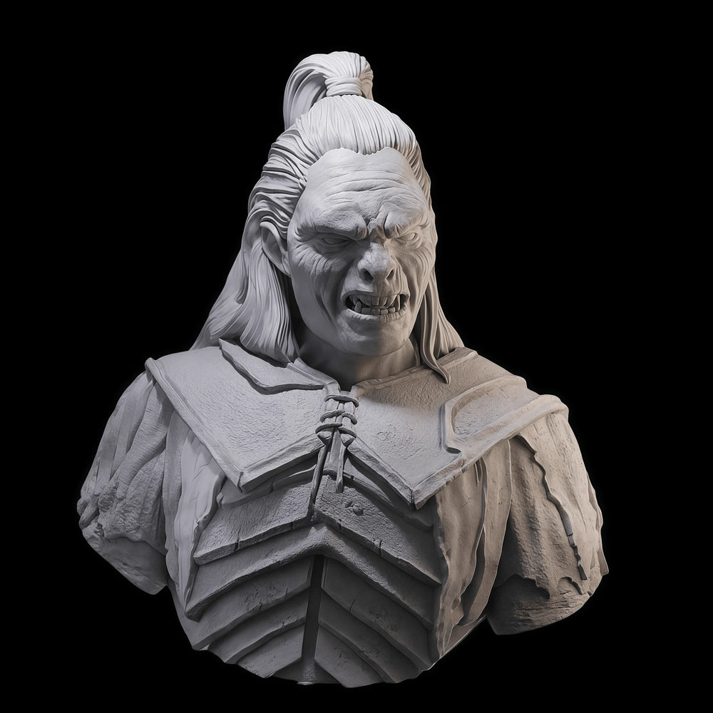 1/10 Armored Barbarian with Ridged Breastplate, Resin Model Bust Kit, Fantasy Theme, Unassembled and Unpainted