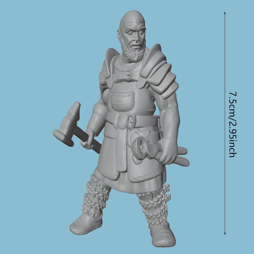 75mm Medieval Blacksmith, Resin Model Figure Kit, Unassembled and Unpainted