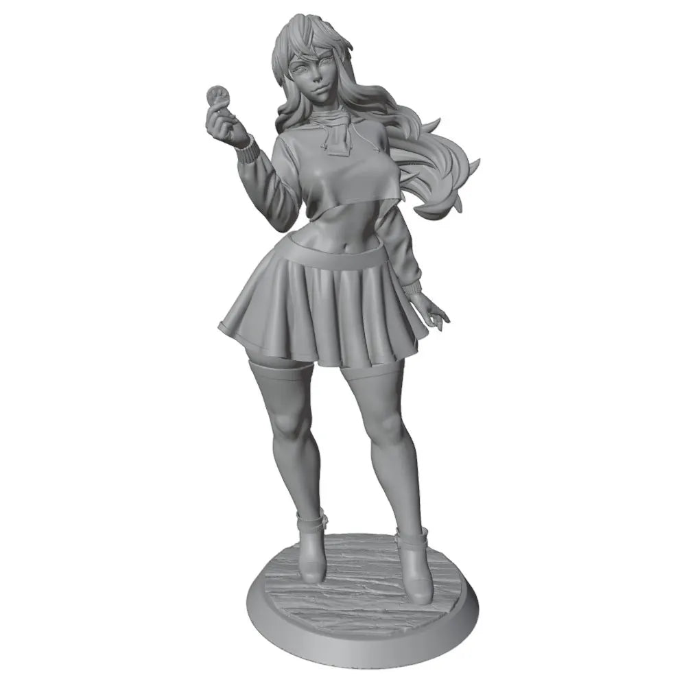 1/24 Long-Haired Woman in Pleated Skirt, Resin Model Figure Kit, Unassembled and Unpainted