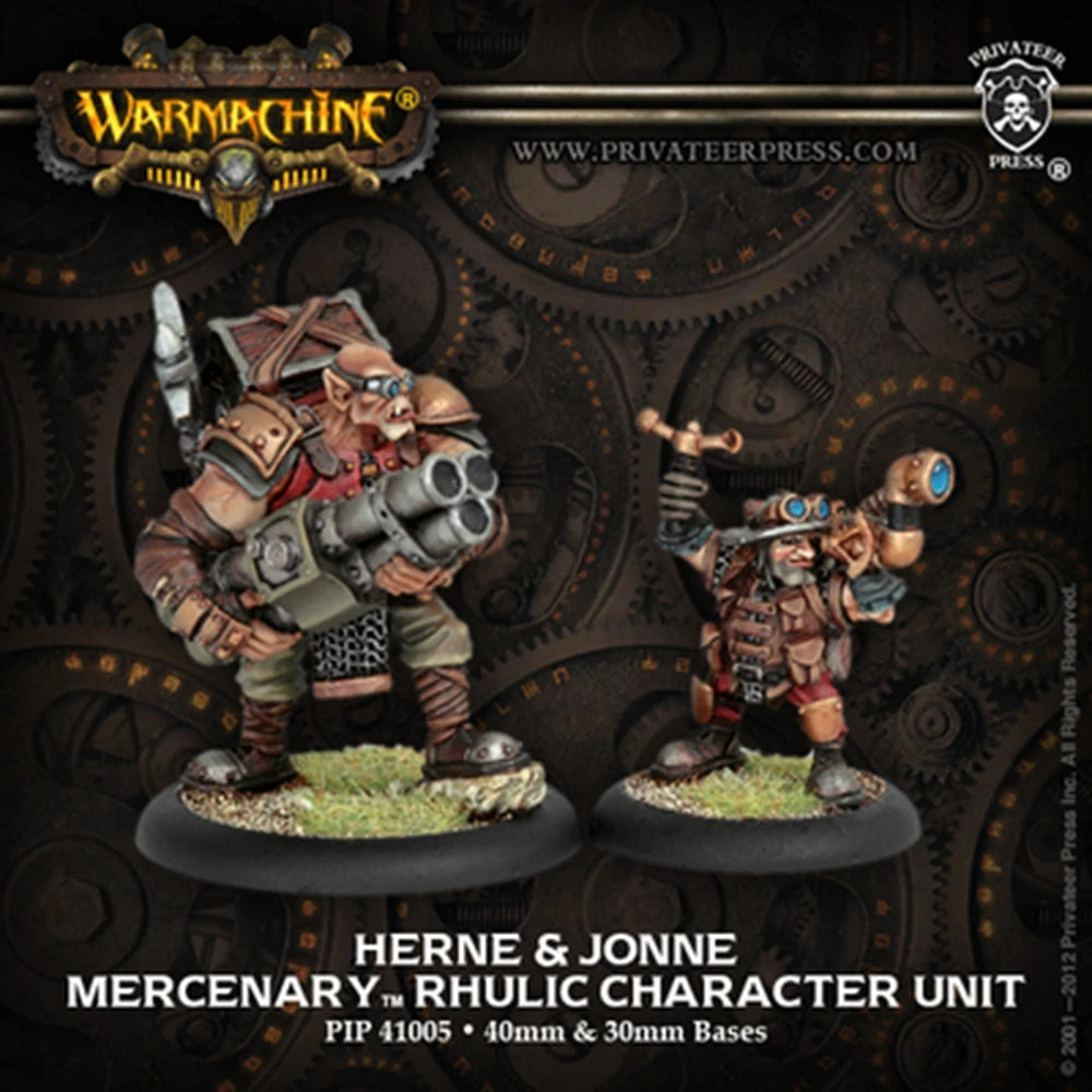 28mm Warmachine Mercenary Herne & Jonne, 2 Figures, Resin Model Figure Kit, Fantasy Theme, Unassembled and Unpainted
