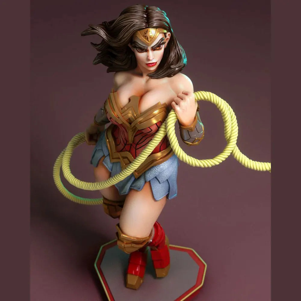 1/24 Female Warrior Wielding Lasso, Resin Model Figure Kit, Unassembled and Unpainted