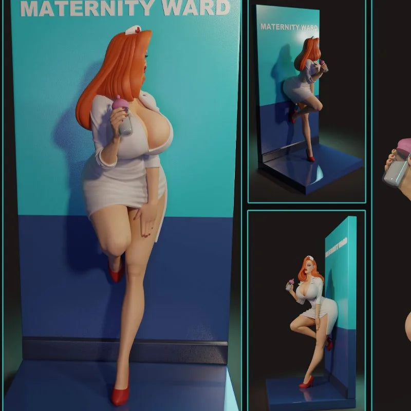 1/24 Pin-up Nurse, Resin Model Figure Kit, Unassembled and Unpainted