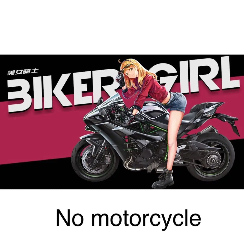 1/9 Female Biker Leaning on Motorcycle, Resin Model Figure Kit, Unassembled and Unpainted