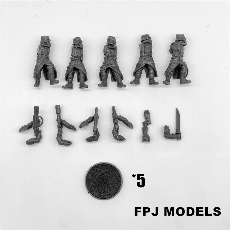 28mm Grim Guard Evaporators, 5 Figures, Resin Model Figure Kit, Fantasy Theme, Unassembled and Unpainted