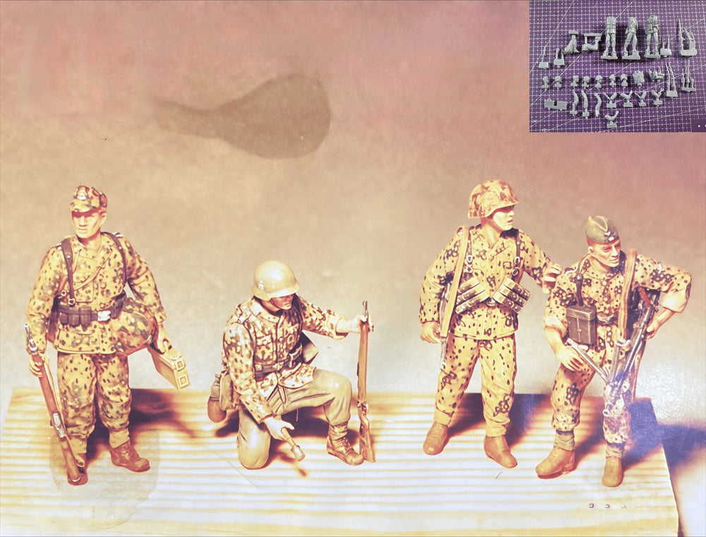 1/35 WWII Allied Combat Soldiers, 4 Figures, Resin Model Figure Kit, Unassembled and Unpainted