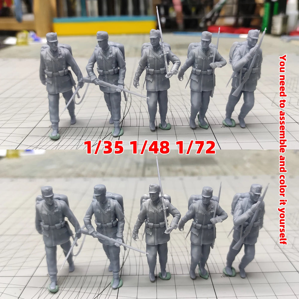 1/35 WWI Australian Soldiers on March, 5 Figures, Resin Model Figure Kit, Unassembled and Unpainted
