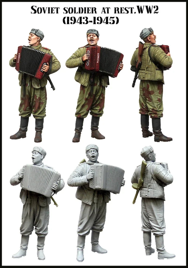 1/35 WWII Soviet Infantry at Rest with Accordions, Resin Model Figure Kit, Unassembled and Unpainted