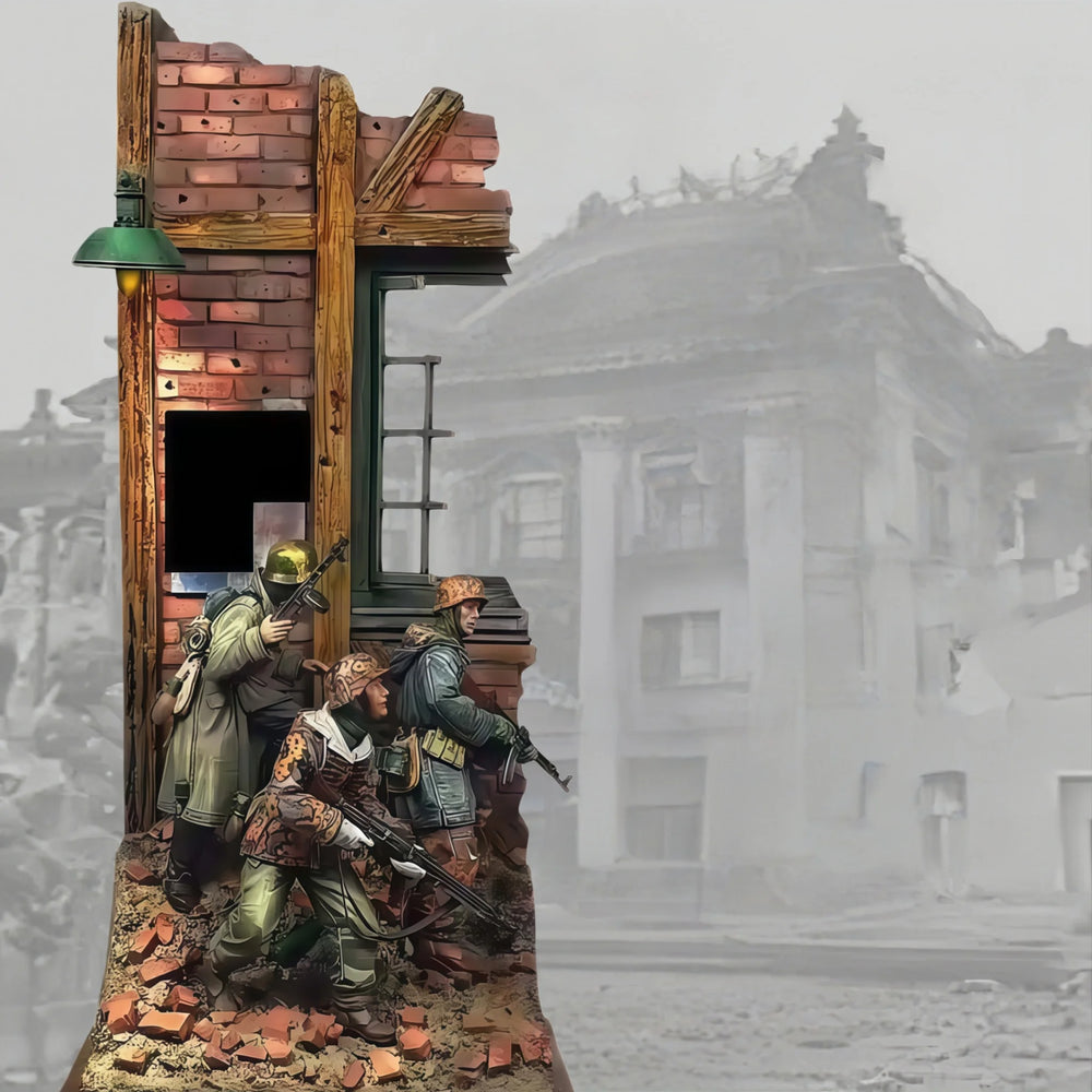 1/35 WWII German Infantry Urban Assault, 3 Figures, Resin Model Figure Kit, Unassembled and Unpainted