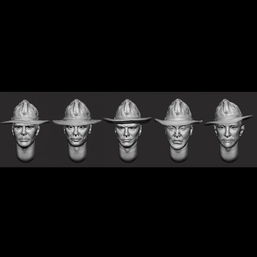 1/35 WWII Soviet Soldier Heads, 5 Figures, Resin Model Figure Kit, Unassembled and Unpainted