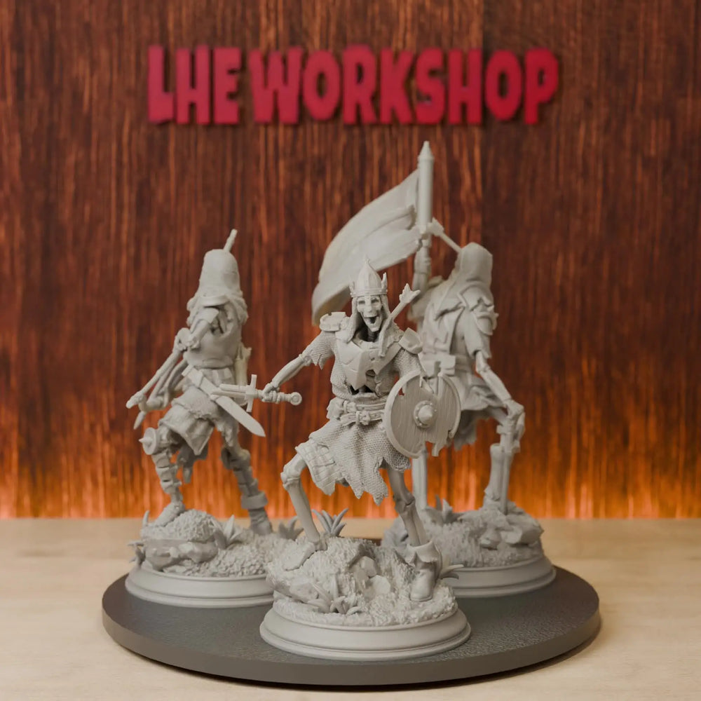38mm Skeleton Soldiers, 3 Figures, Resin Model Figure Kit, Fantasy Theme, Unassembled and Unpainted